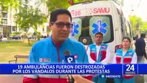 19 ambulancias inoperativas tras ataque de vándalos durante protestas