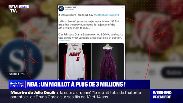 NBA: un maillot de LeBron James vendu à plus de 3 millions de dollars aux enchères