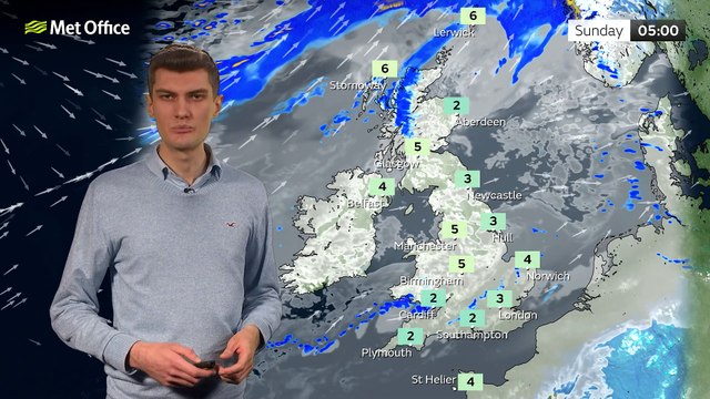 Met Office Afternoon Weather Forecast 28/01/23 - Cloudy with northern sunny spells
