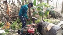Diesel engine water pump machine full setup and startup video - village life agricultural system