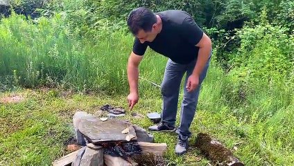 Thunder Stone Kebab - Stone Kobab Recipe - Roasted Pattar Caucasian Recipes - by Wilderness Cooking