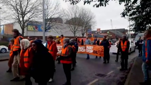 Just Stop Oil halt traffic across Manchester with road-blocking climate protest