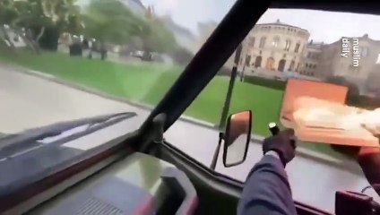 Muslim lady fliping the car of Swedish Man who burned the Quran