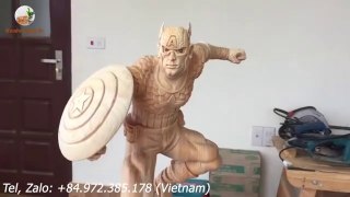 Wood Carving - Wooden Captain America