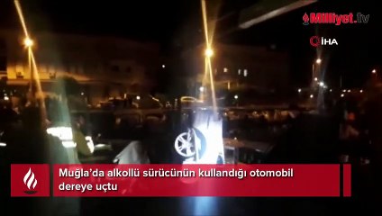 Alkollü sürücünün kullandığı otomobil dereye uçtu