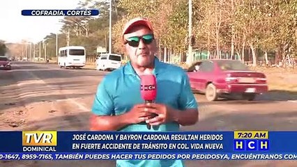 Accidente entre un vehículo y un bus deja dos personas heridas en col. Vida Nueva, Cofradía