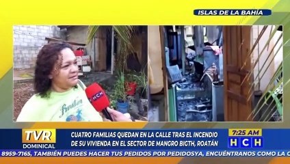 Cuatro familias claman por ayuda tras quedar "en la calle" por un intenso incendio en Roatán