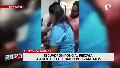 Puerto Maldonado: escuadrón policial rescata a agente secuestrado por vándalos
