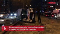 Konya'da ambulans ile otomobil çarpıştı