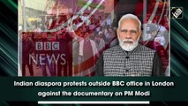 Indian diaspora protests outside BBC office in London against the documentary on PM Modi