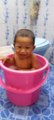 Funny Cute Baby Bath In The Bucket