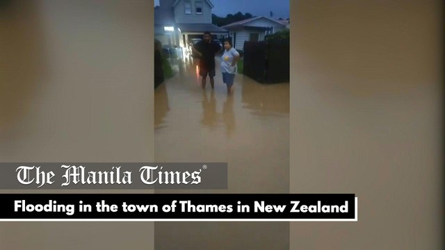 Flooding in the town of Thames in New Zealand