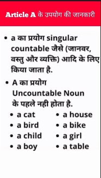 Article A के उपयोग की जानकारी !! Uses of article a an the !! articles#shortfeed #feedshorts #short