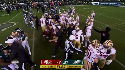 Trent Williams BODY SLAMS K'Von Wallace at the end of the NFC Championship