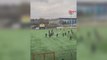 Bayrampaşa'daki amatör lig maçında taraftarlar sahaya inip futbolculara saldırdı