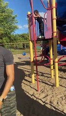 Kiddo Jumps Down Pole at Park Instead of Sliding Down It