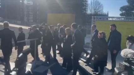 Meloni arriva alla presentazione del progetto Polis di Poste