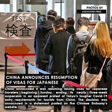 China announces resumption of visas for Japanese