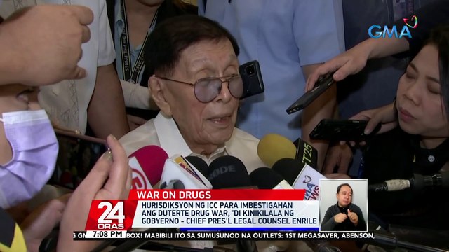Hurisdiksyon ng ICC para imbestigahan ang Duterte drug war, 'di kinikilala ng gobyerno - Chief Pres'l Legal Counsel Enrile | 24 Oras