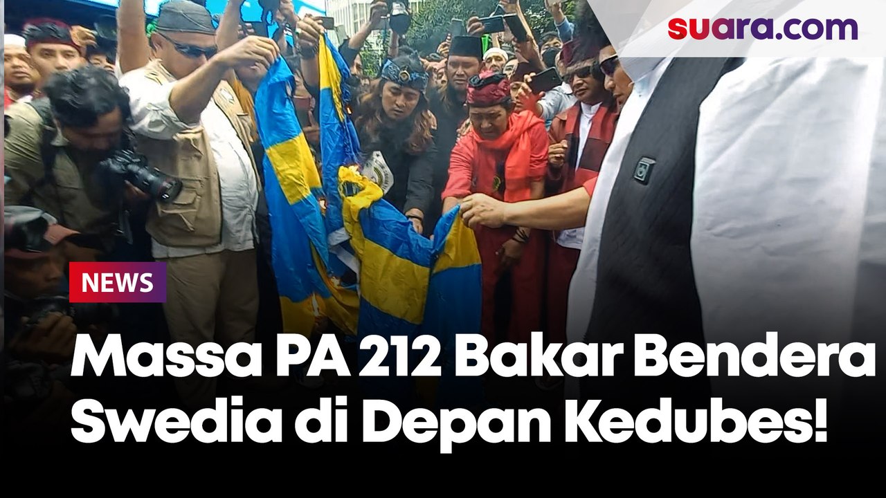 Pembalasan Pembakaran Alquran, Massa PA 212 Bakar Bendera Swedia di Depan Kedubes!