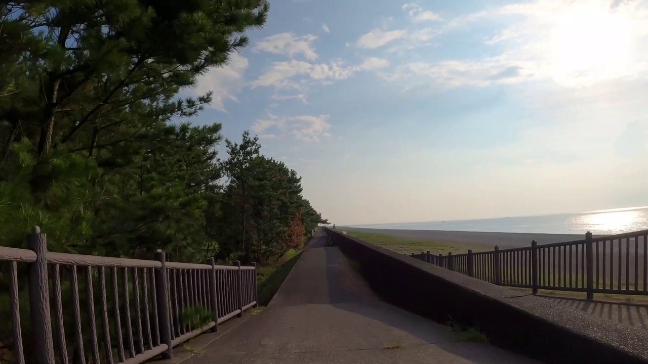 Cycling on Shingu's Tsunami Seawall