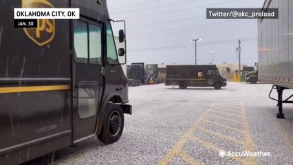 Oklahoma sleet causes travel hazards