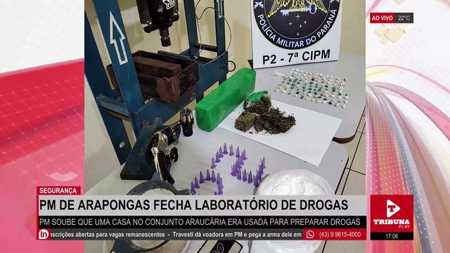 PM de Arapongas fecha laboratório de drogas no Conjunto Araucária