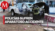 Seis policías de Nezahualcóyotl resultaron heridos tras sufrir un accidente vehicular
