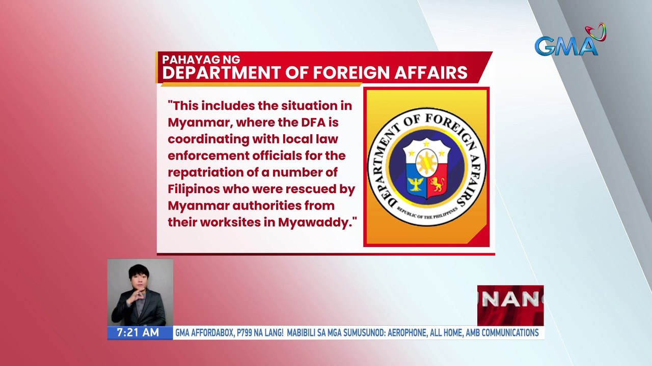 Ginagawa raw ng DFA ang lahat para mapauwi ang mga Pilipino sa South East Asia na biktima umano ng human trafficking | UB