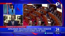 Pleno del Congreso aprobó volver a debatir el adelanto de elecciones para 2023