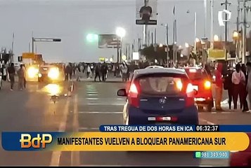 Download Video: Protestas en Ica: manifestantes vuelven a bloquear Panamericana Sur tras dos horas de tregua