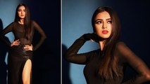 Tejasswi Prakash Black Thigh High Slit Shimmer Dress में दिलकश अदाओं से बिखेरे जलवे | Video Viral