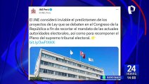 JNE considera inviable proyectos de ley para recortar el mandato de autoridades electorales