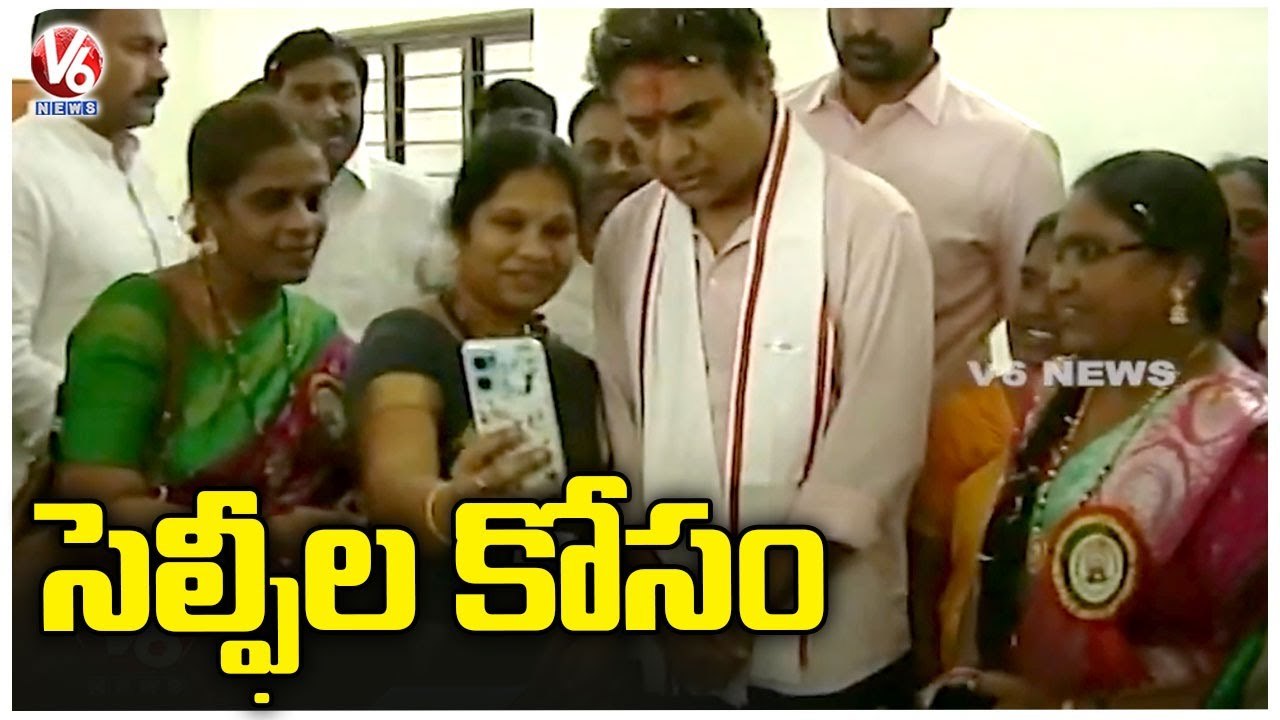Public Takes Selfies With Minister KTR | V6 News
