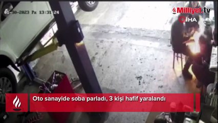 Oto sanayide soba parladı, 3 kişi hafif yaralandı