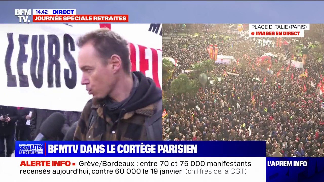 Réforme des retraites: "Peut-être que par le nombre, on peut impressionner le camp d'en face", espère Florian, manifestant parisien