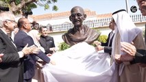 The unveiling of the bust of Mahatma Gandhi at the Consulate General of India in Dubai