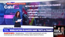Retraites: 2,8 millions de manifestants en France selon la CGT, 1,27 million selon l'Intérieur