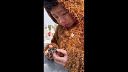 Cậu bé yêu động vật khóc nức nở chia tay “bé rùa” về với thiên nhiên