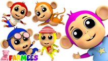 Five Little Monkeys   More Nursery Rhymes And Cartoon Videos | Farmees
