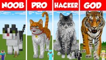 Minecraft TNT CAT HOUSE BUILD CHALLENGE - NOOB vs PRO vs HACKER vs GOD _ Animation