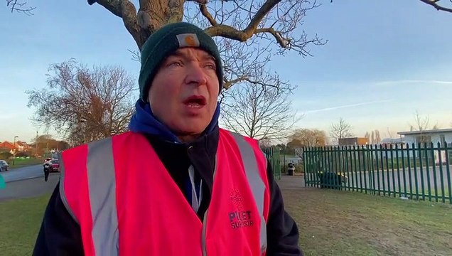 Secretary of Northampton NEU, Pat Markey, speaks about the strikes outside Weston Favell Academy