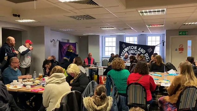 Rachel Hall-Cross workplace representative for the NEU talking at the Northampton rally