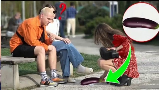 When a girl Dropping eggplant AWESOME REACTION