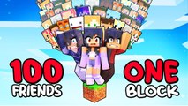 100 FRIENDS on ONE BLOCK in Minecraft!
