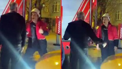 İstanbul'da yangını umursamayan taksici,  yolun açılmasını istedi, itfaiye ekipleri çileden çıktı