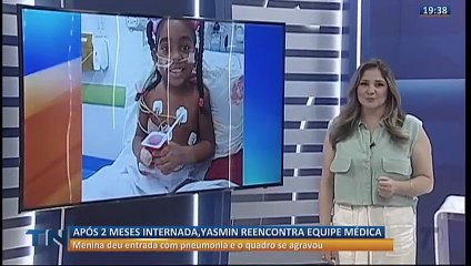 Criança reencontra equipe médica após dois meses internada