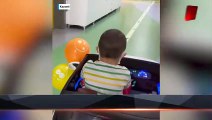 Kayseri'de kanser tedavisi gören çocuklar, akülü araçlarla moral buluyor
