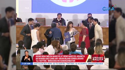 Hiling nina Imelda Marcos at Irene Marcos-Araneta na bawiin ang ilang ari-arian nilang idineklarang "ill-gotten", ibinasura ng Sandiganbayan | UB