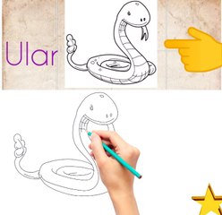 Menggambar ular besar dan kecil